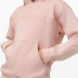 LULULEMON All Yours Pink Large Logo Wordmark Hoodie Sweatshirt Size 4